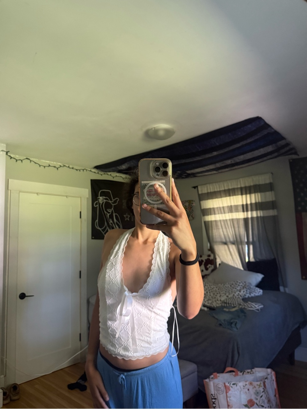 Urban Outfitters White Lace Halter Camisole